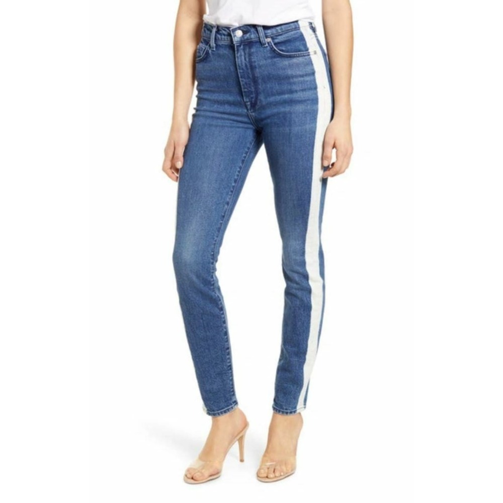 7 For All Mankind High Waist Skinny Jeans Blue White Side Stripe AU0444363B 23